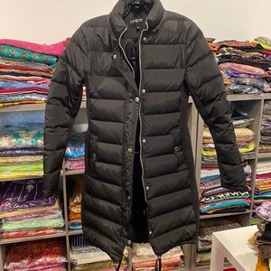 Long black puffer coat